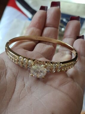 Xuping Gold-Tone Crystal Solitaire Bracelet - Gold
